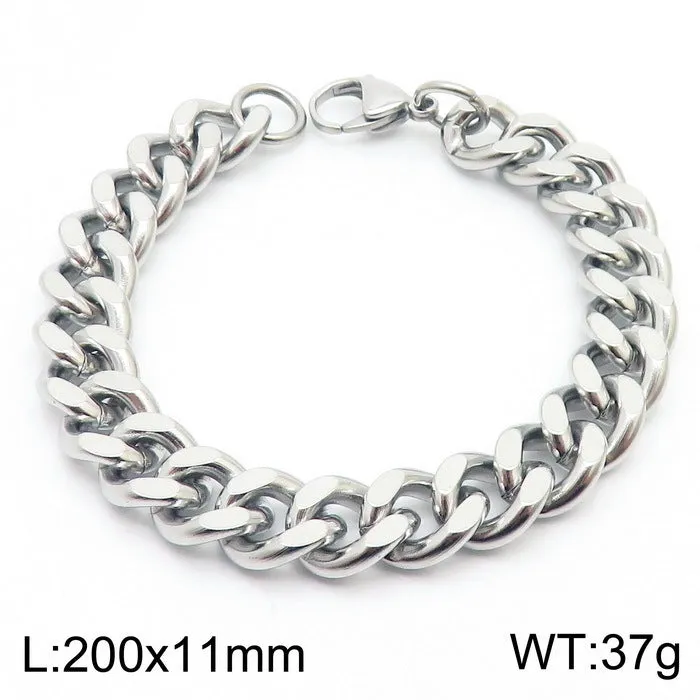 Stylish Stainless Steel Side Chain Bracelet for Men - Trendy Titanium Hip-Hop Accessory