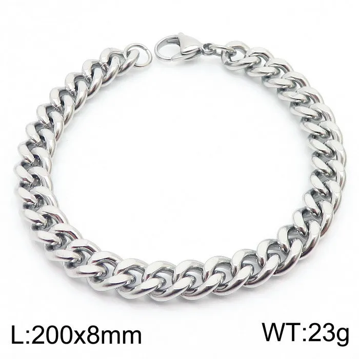 Stylish Stainless Steel Side Chain Bracelet for Men - Trendy Titanium Hip-Hop Accessory