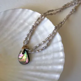 SUMMER OF PEARLS ABALONE SHELL NECKLACE