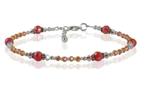 Sunburst Orange Crystal Beaded Anklet