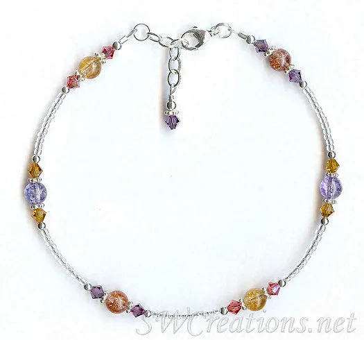 Sunset Crackle Crystal Bali Anklet