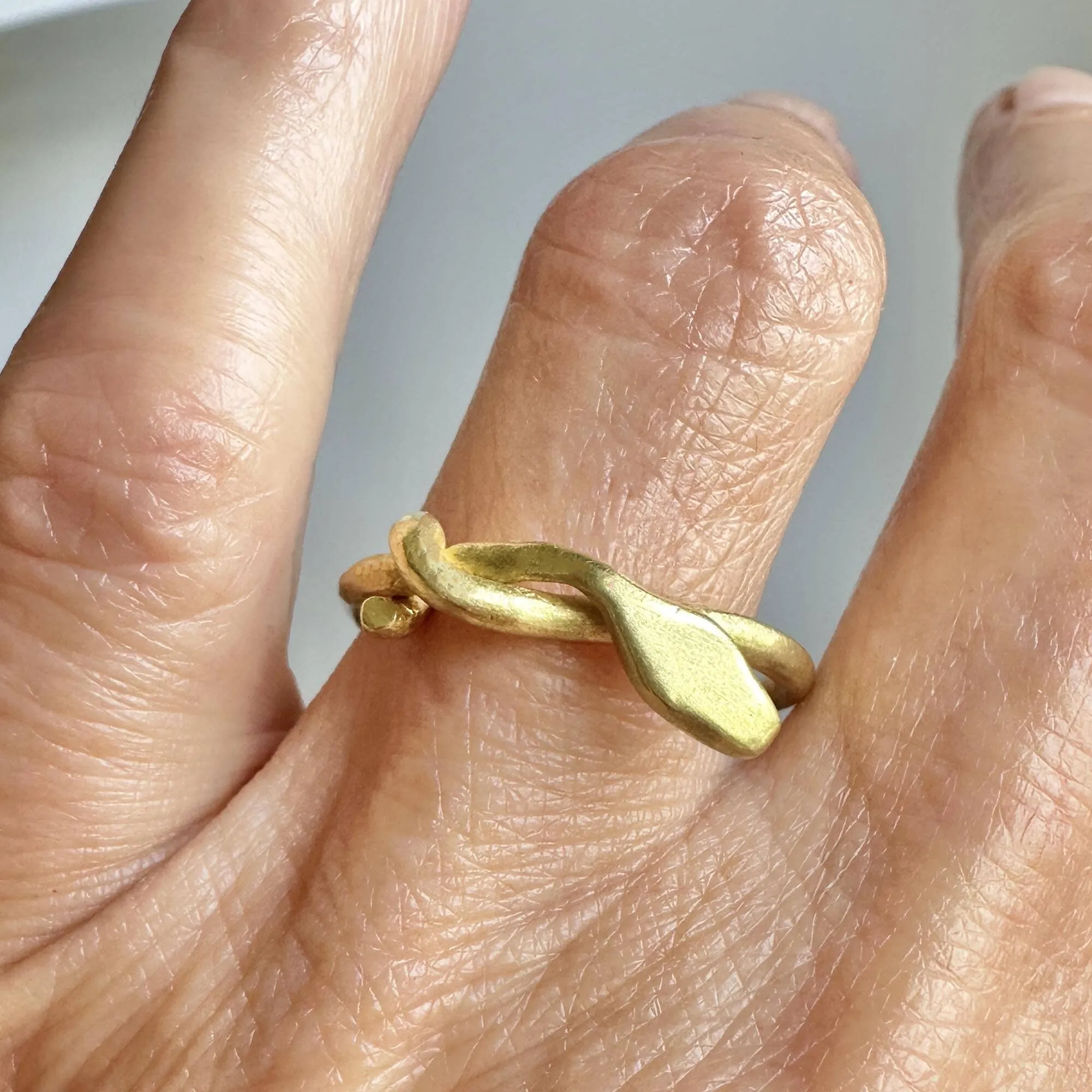 Superb Handmade 18K Gold Snake Ring Band, One of a Kind