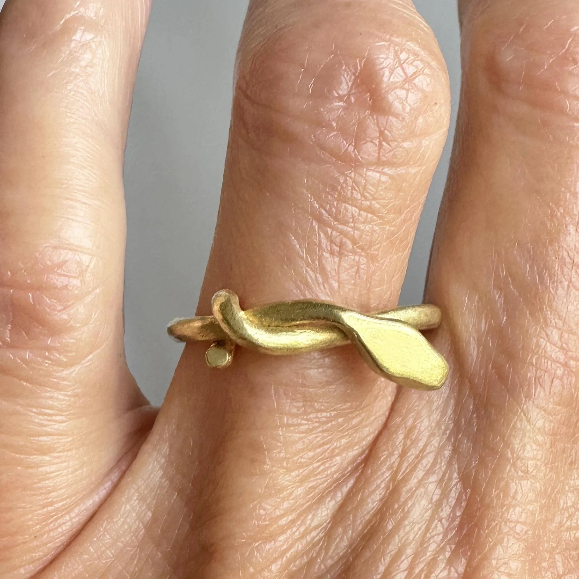 Superb Handmade 18K Gold Snake Ring Band, One of a Kind