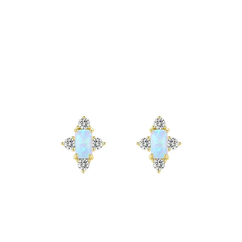 Sweet Opal S925 Silver Stud Earrings