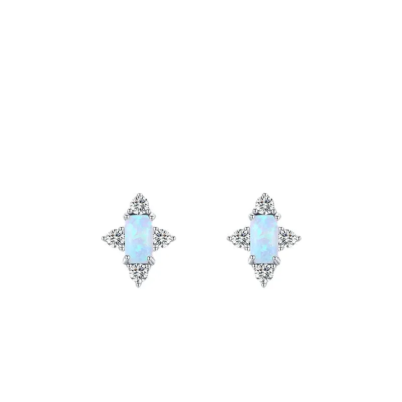 Sweet Opal S925 Silver Stud Earrings