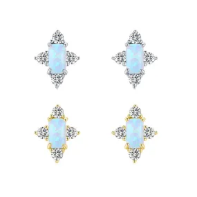 Sweet Opal S925 Silver Stud Earrings