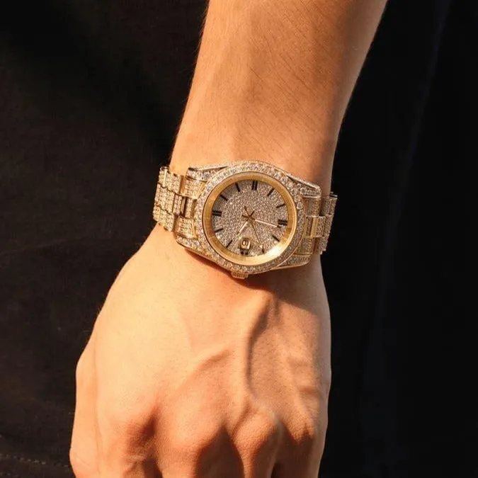 The President® - Fully Iced Out Presidential Diamond Watch in 18K Gold