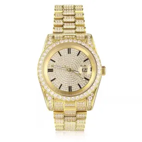 The President® - Fully Iced Out Presidential Diamond Watch in 18K Gold