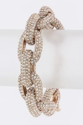 The Princess Kate Chunky Crystal Encrusted Chain Bracelet - Rose Gold