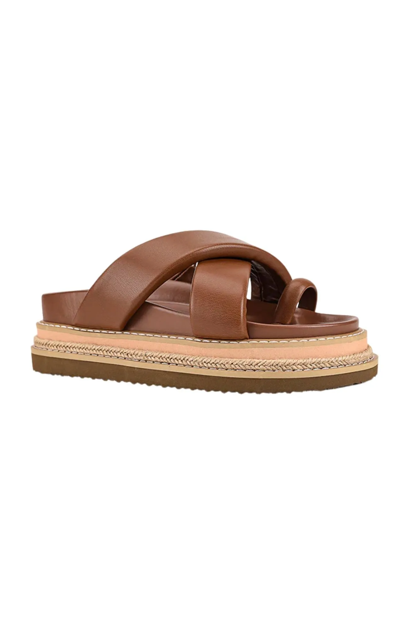 Thelma Flatform Slides Cognac Brown