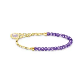 Thomas Sabo Gold Plated Sterling Silver Charmista Amethyst Bead 19cm Charm Bracelet