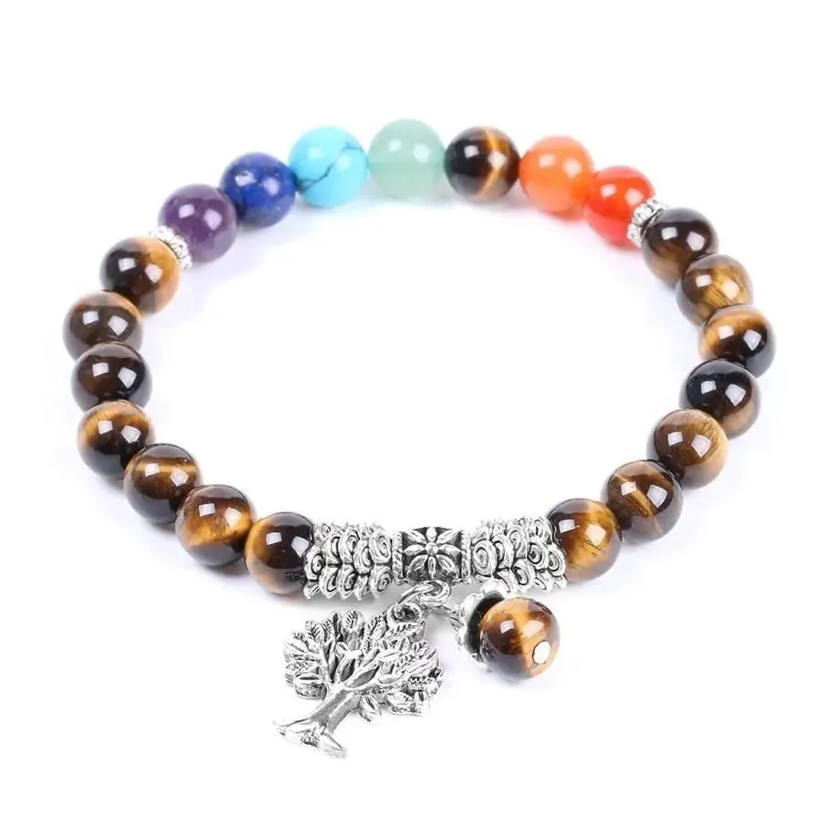 Tiger Eye Tree of Life Charm Bracelet