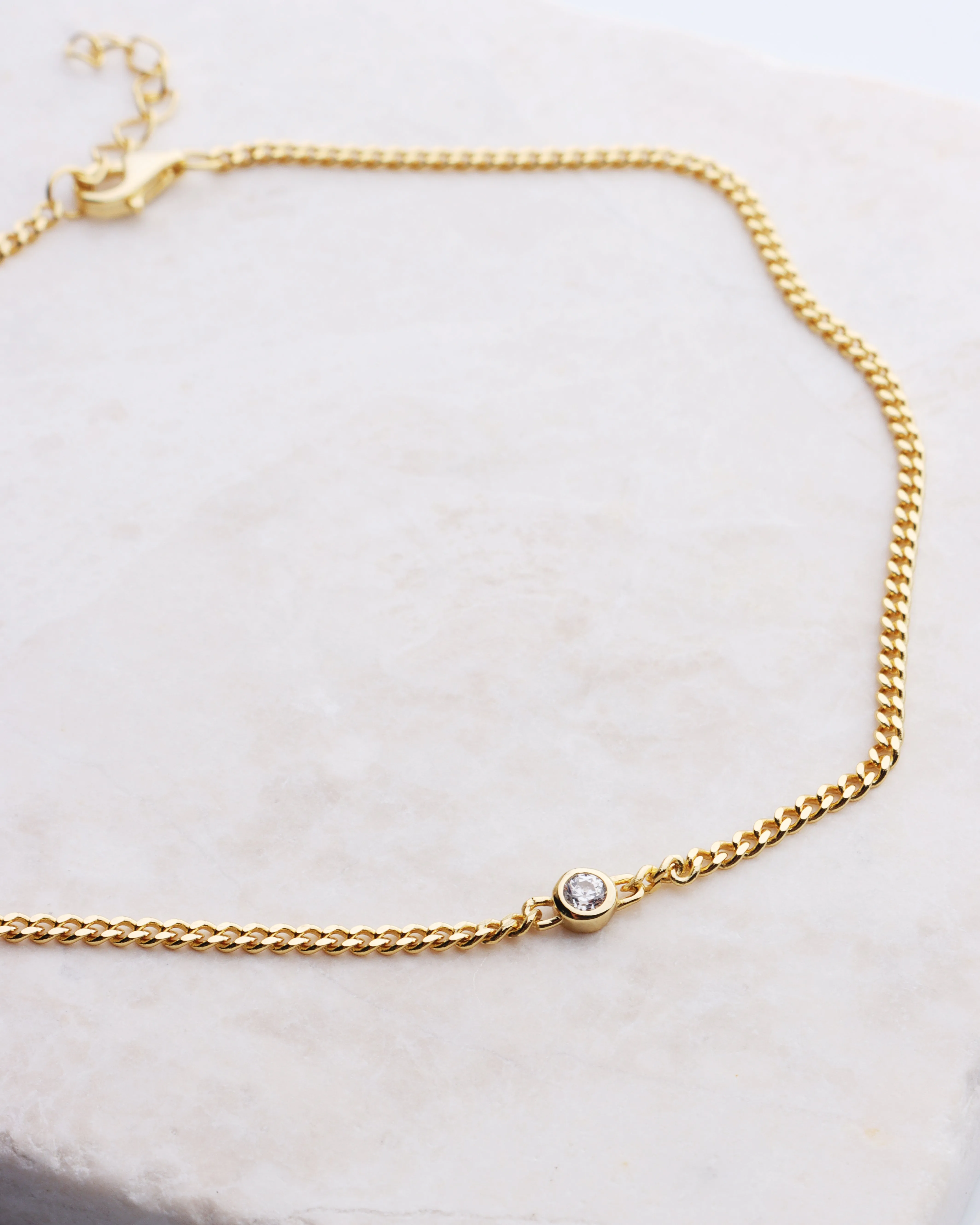 Tiny CZ Cuban Link Chain Anklet