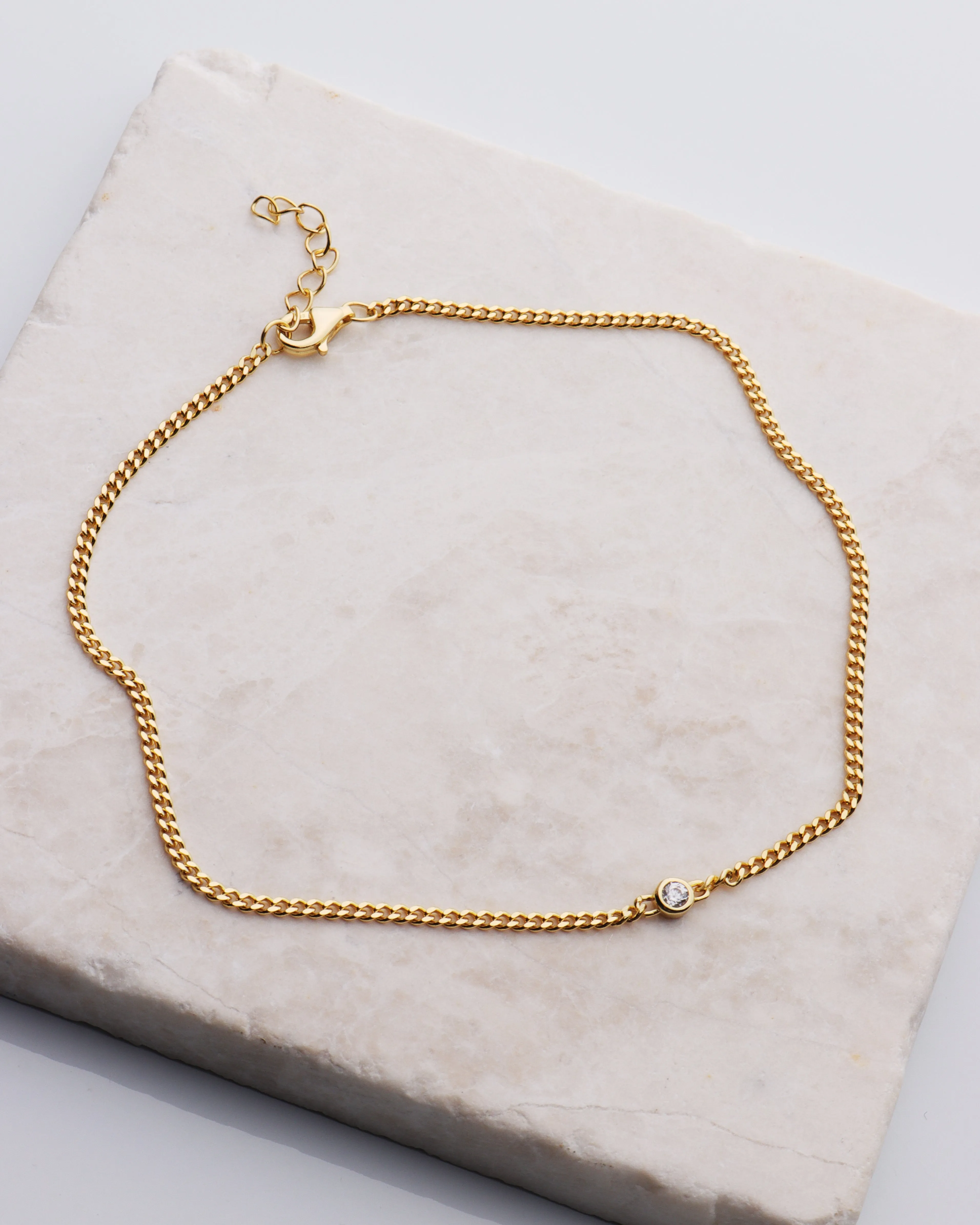 Tiny CZ Cuban Link Chain Anklet