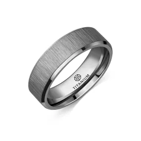 Titanium Linished Centre Chamfered Flat Court Ring