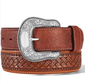 Tony Lama Men's Idaho Bison Brown Leather Belt C42814