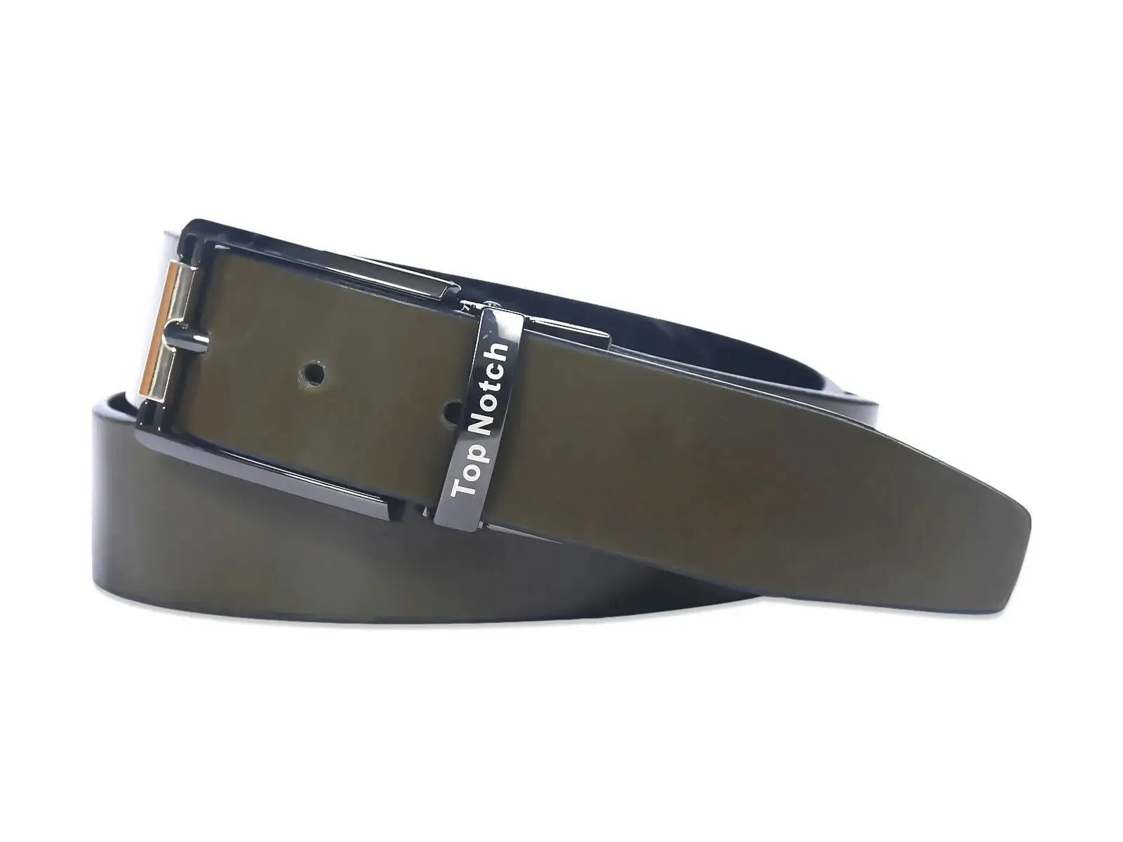 Top Notch Leather Belt for Men Colour - Black Croco / Olive Reversible Italian Belt (TP0022)