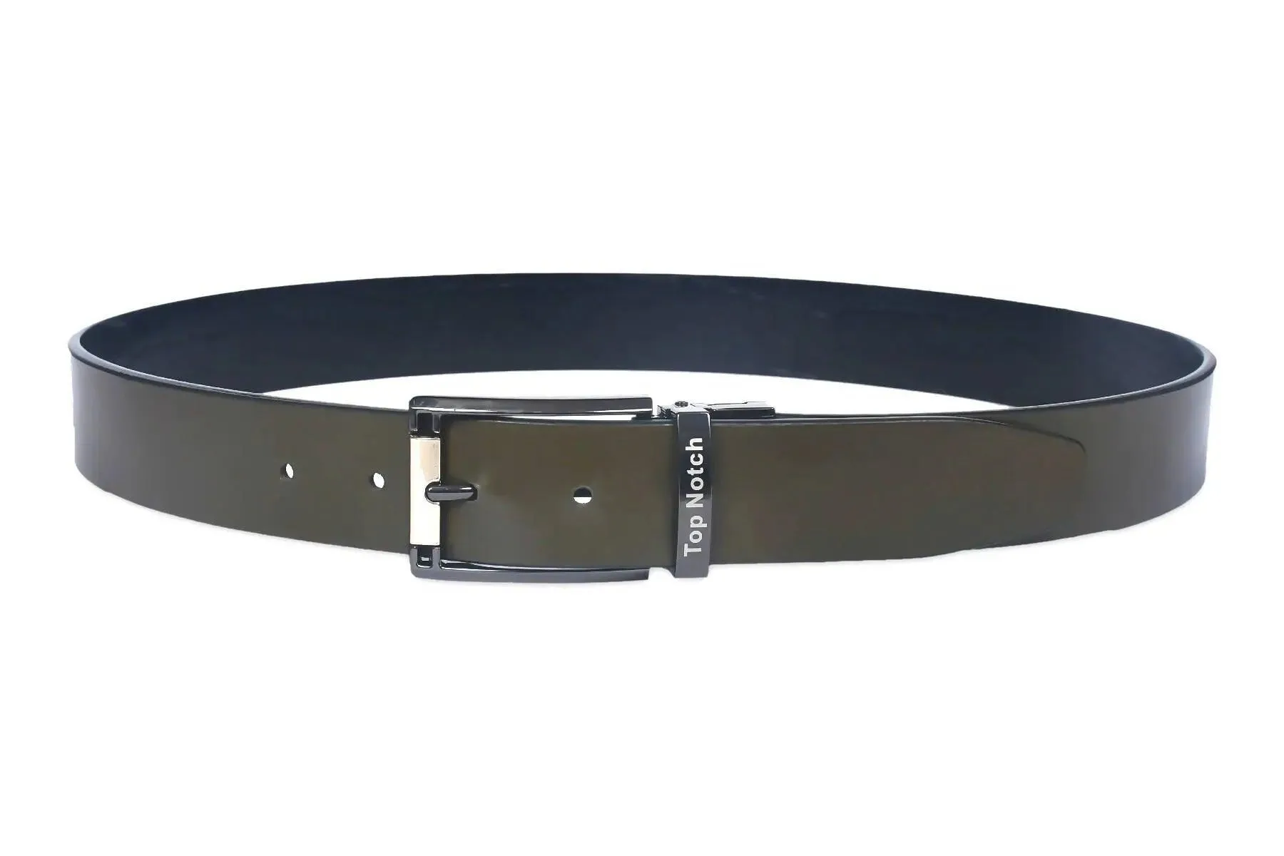 Top Notch Leather Belt for Men Colour - Black Croco / Olive Reversible Italian Belt (TP0022)