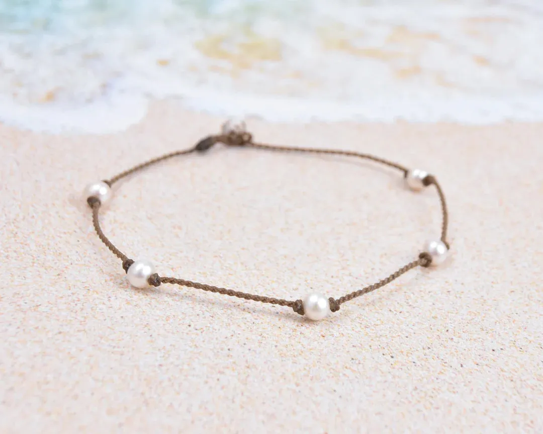 Tula Blue Princess White Pearl Oval Petite Anklet