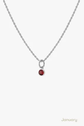 Tutti & Co Birthstone Necklace Silver- Garnet (JANUARY) -NE615S