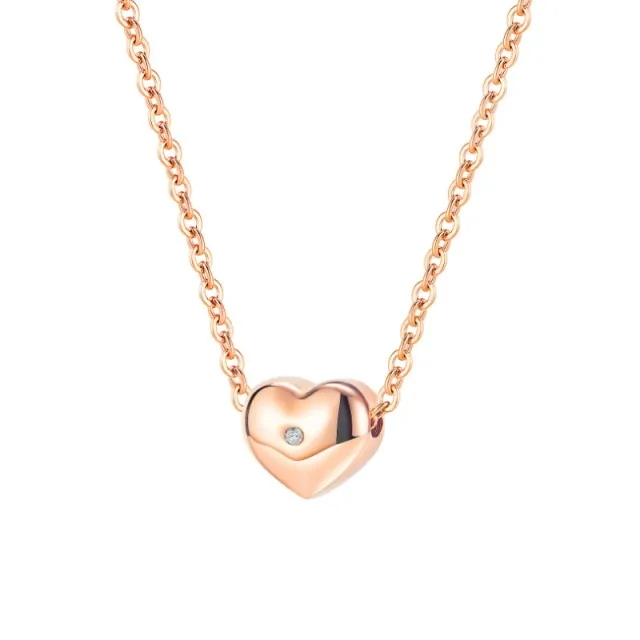 VenusFox Minimalist Smooth Romantic Heart Necklaces for Women Chain Stainless Steel Fashion Choker Pendant Jewelry Gift