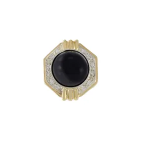 Vintage 1970s 14KT Yellow Gold Diamond and Black Onyx Ring