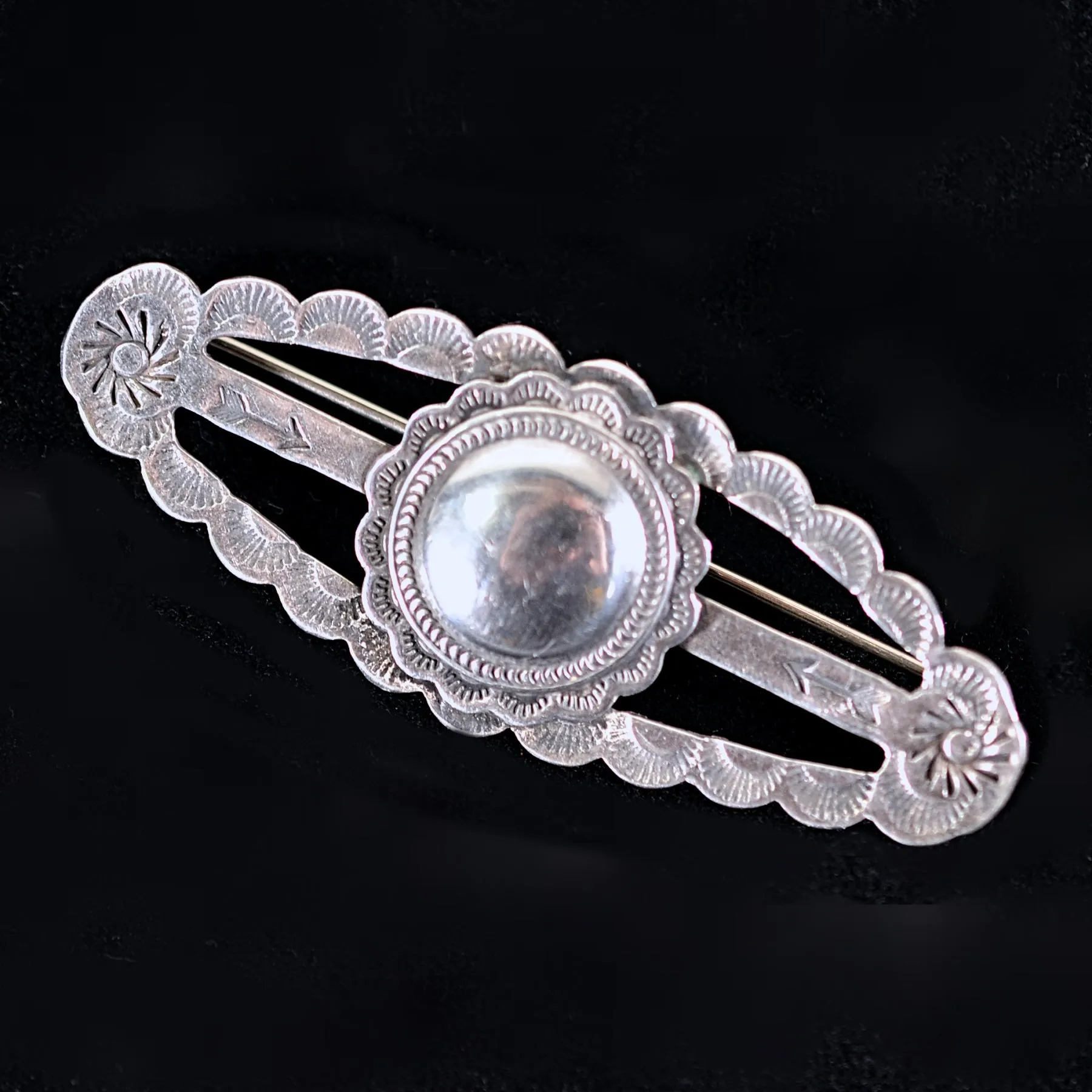 Vintage 30s Sterling Silver Concho Native American Brooch/Pin 7.7 Grams