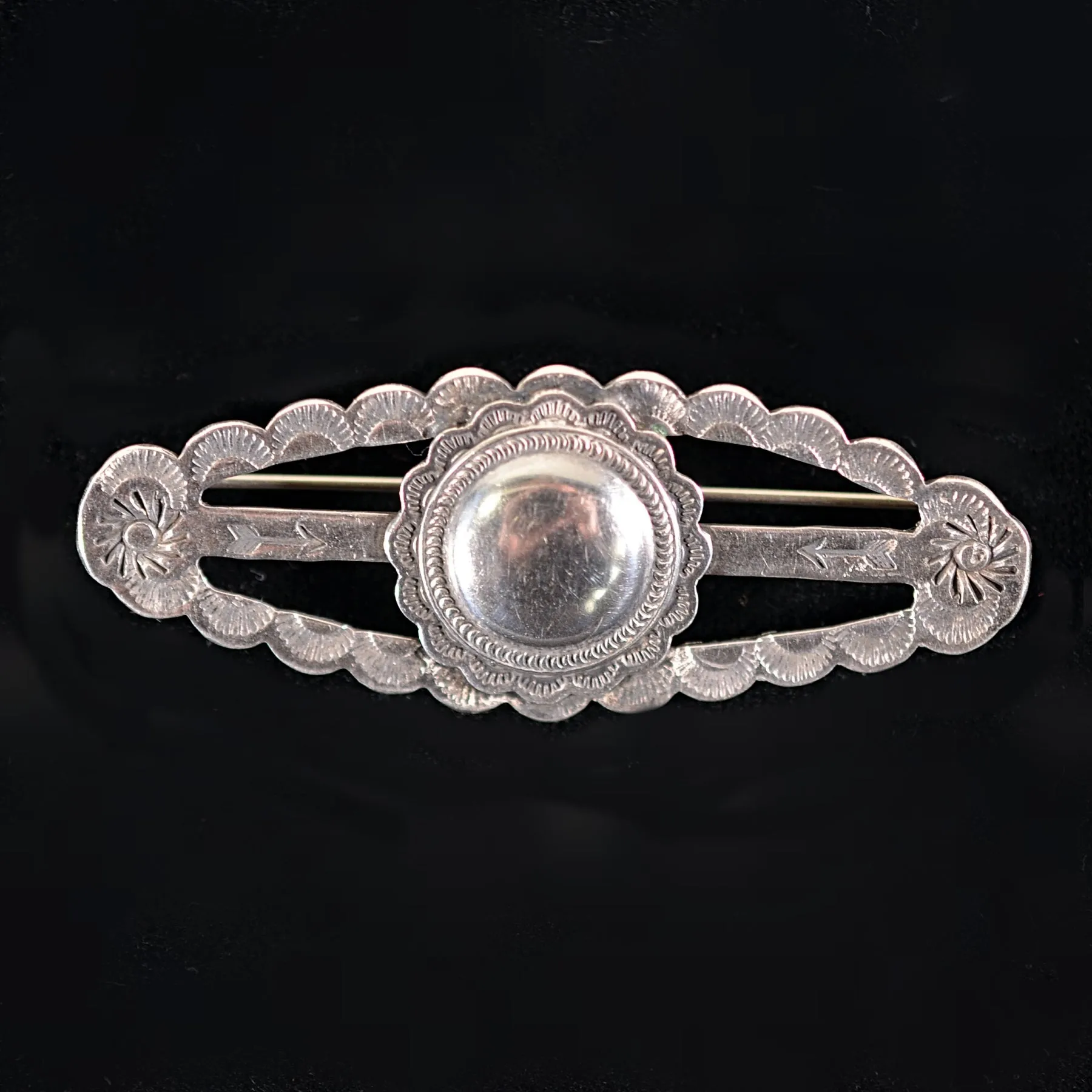 Vintage 30s Sterling Silver Concho Native American Brooch/Pin 7.7 Grams