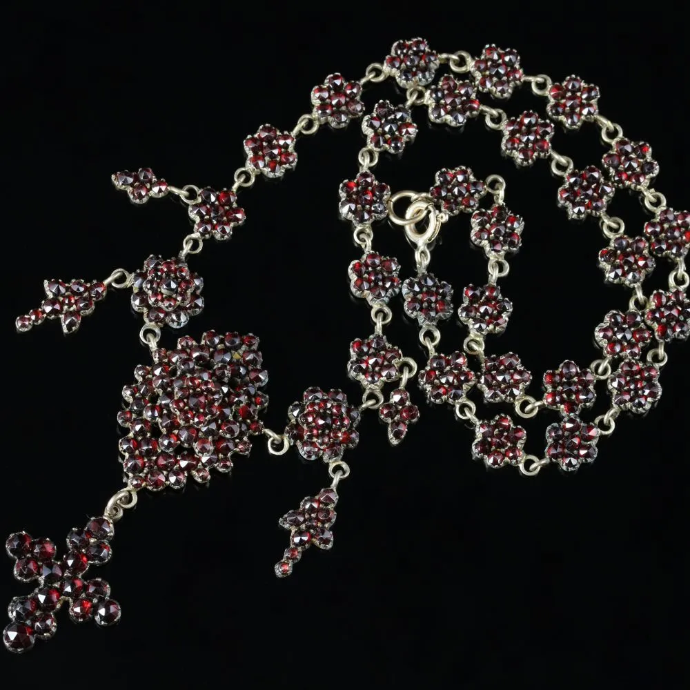 Vintage Bohemian Garnet Lavaliere Necklace