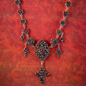 Vintage Bohemian Garnet Lavaliere Necklace