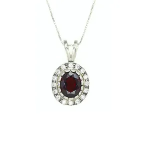 Vintage Garnet Pendant - Natural Garnet Necklace - Red Oval Necklace