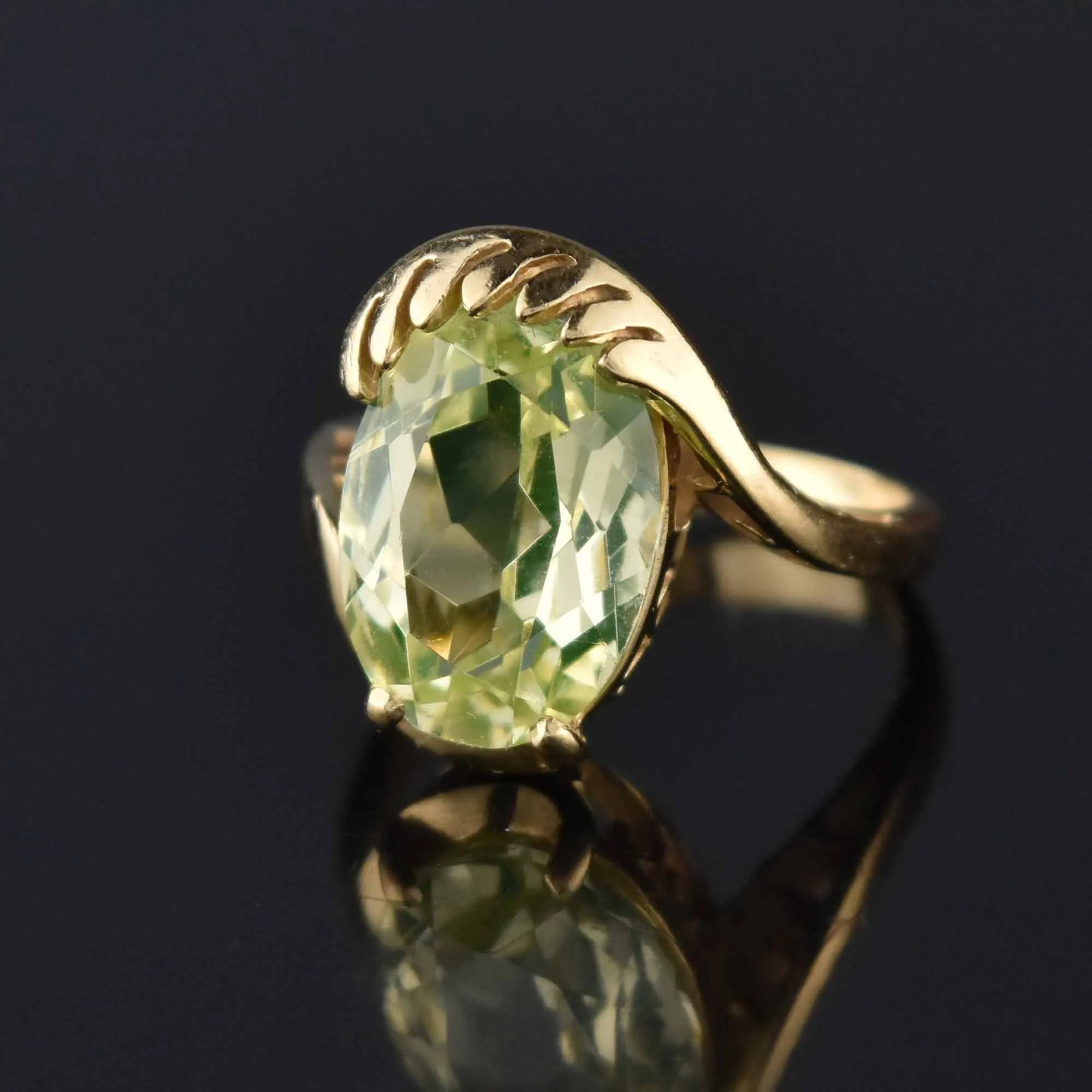 Vintage Gold 7 CTW Green Spinel Bypass Ring