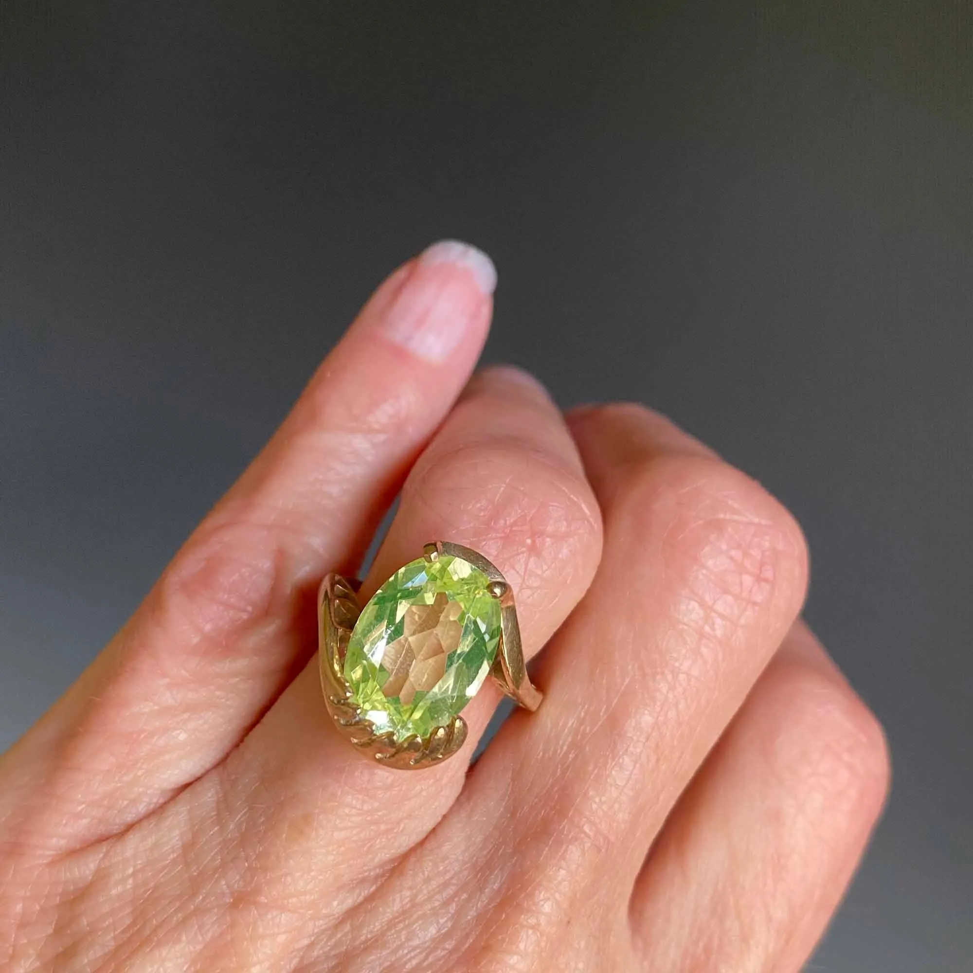 Vintage Gold 7 CTW Green Spinel Bypass Ring