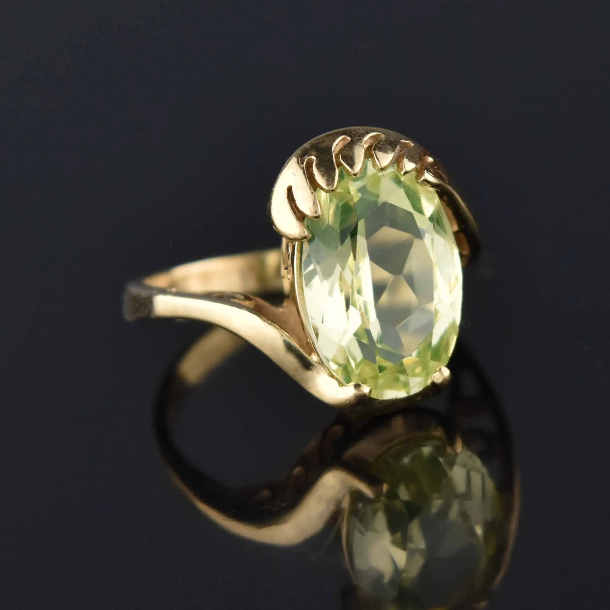 Vintage Gold 7 CTW Green Spinel Bypass Ring