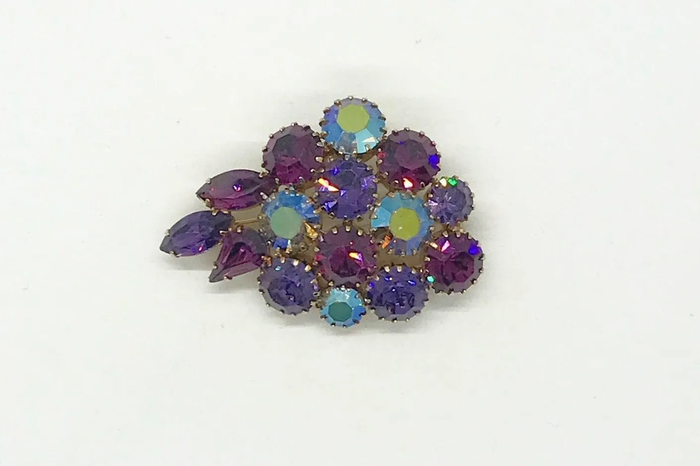 Vintage Purple Brooch with Sparkling Stones