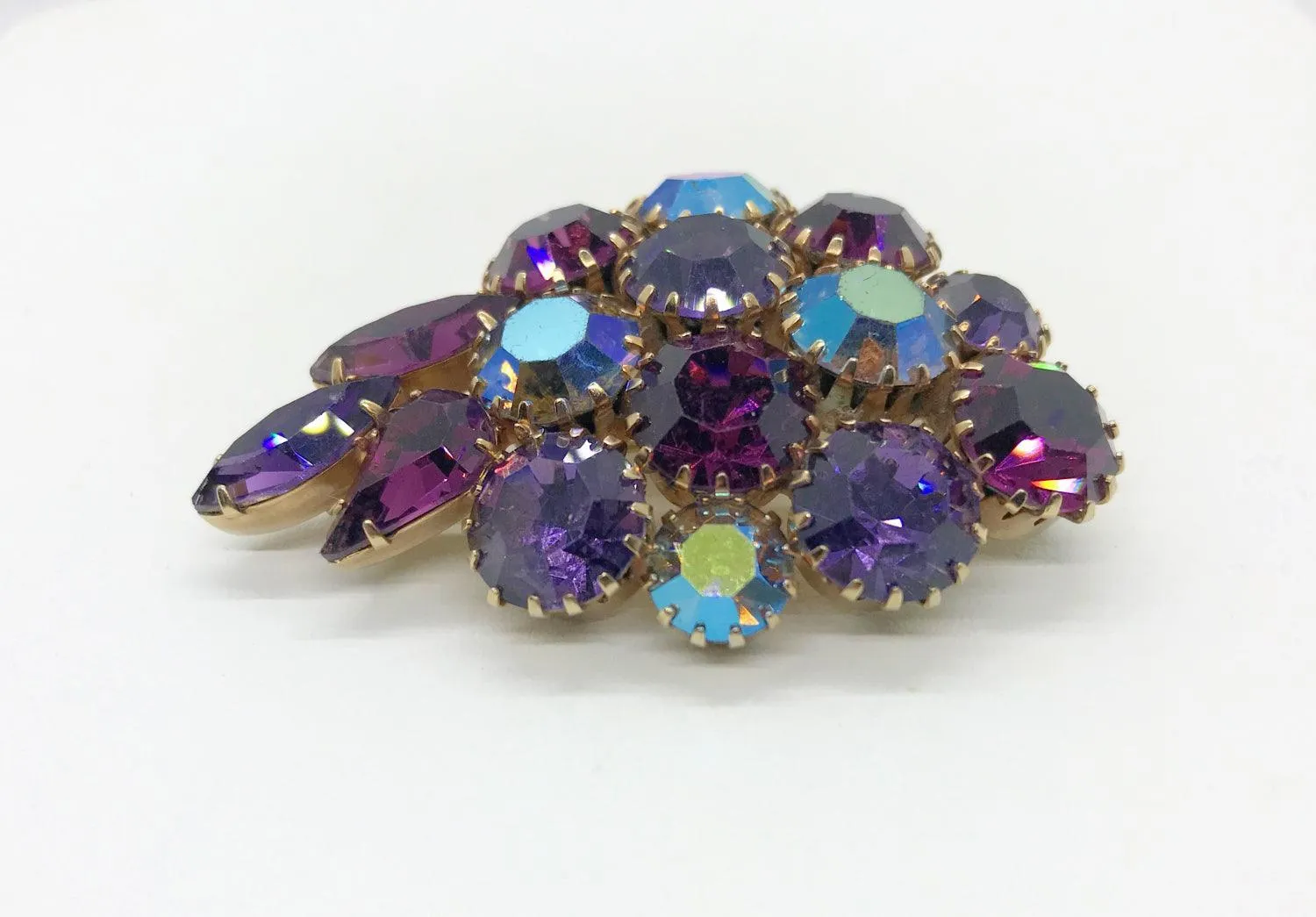 Vintage Purple Brooch with Sparkling Stones