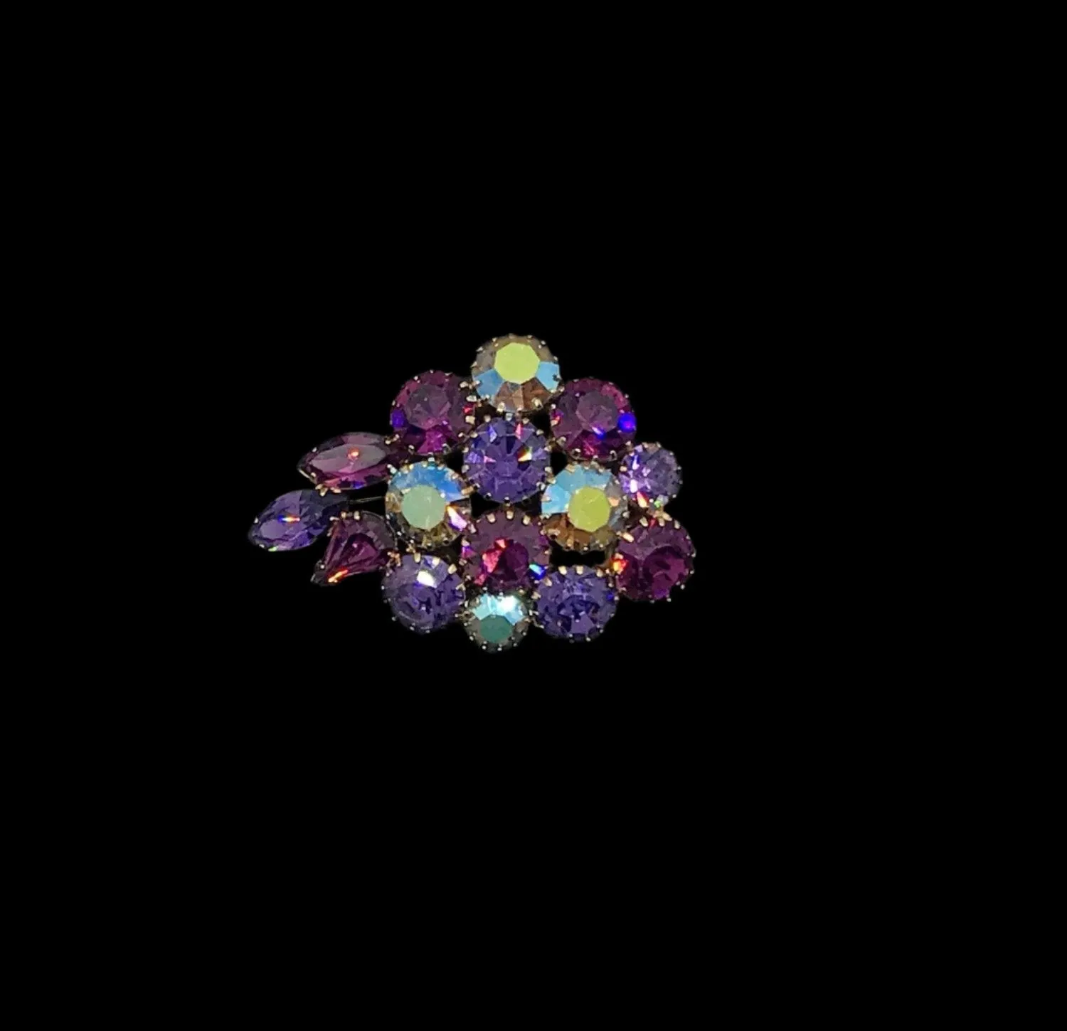 Vintage Purple Brooch with Sparkling Stones