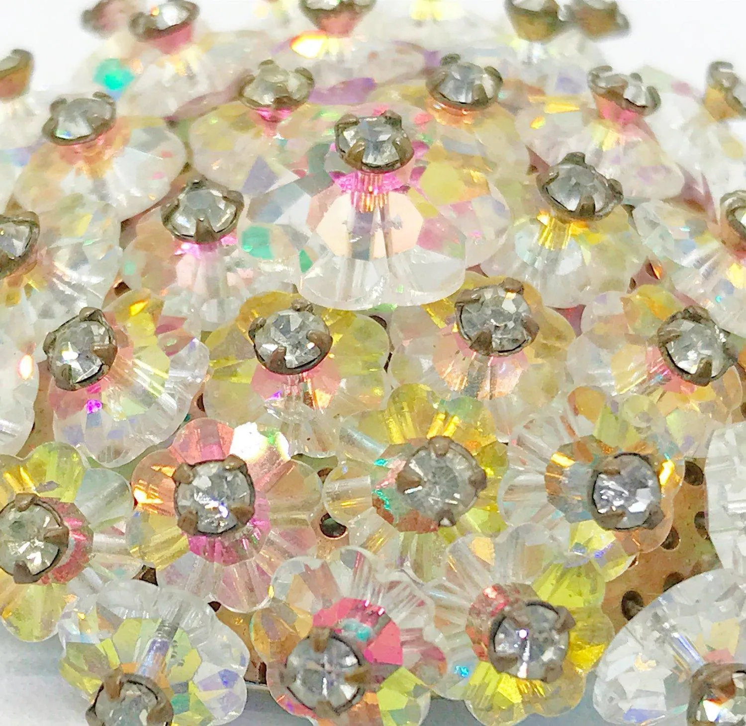 Vintage Remarkable Brooch with Iridescent Floral Stones