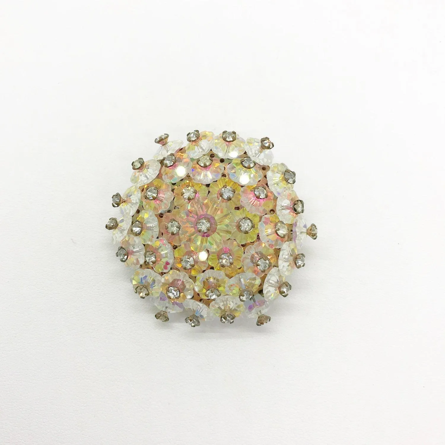 Vintage Remarkable Brooch with Iridescent Floral Stones