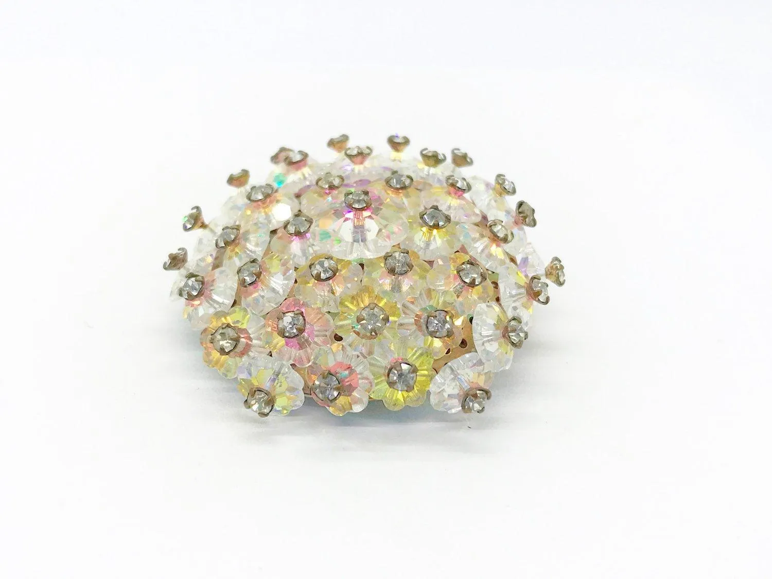 Vintage Remarkable Brooch with Iridescent Floral Stones