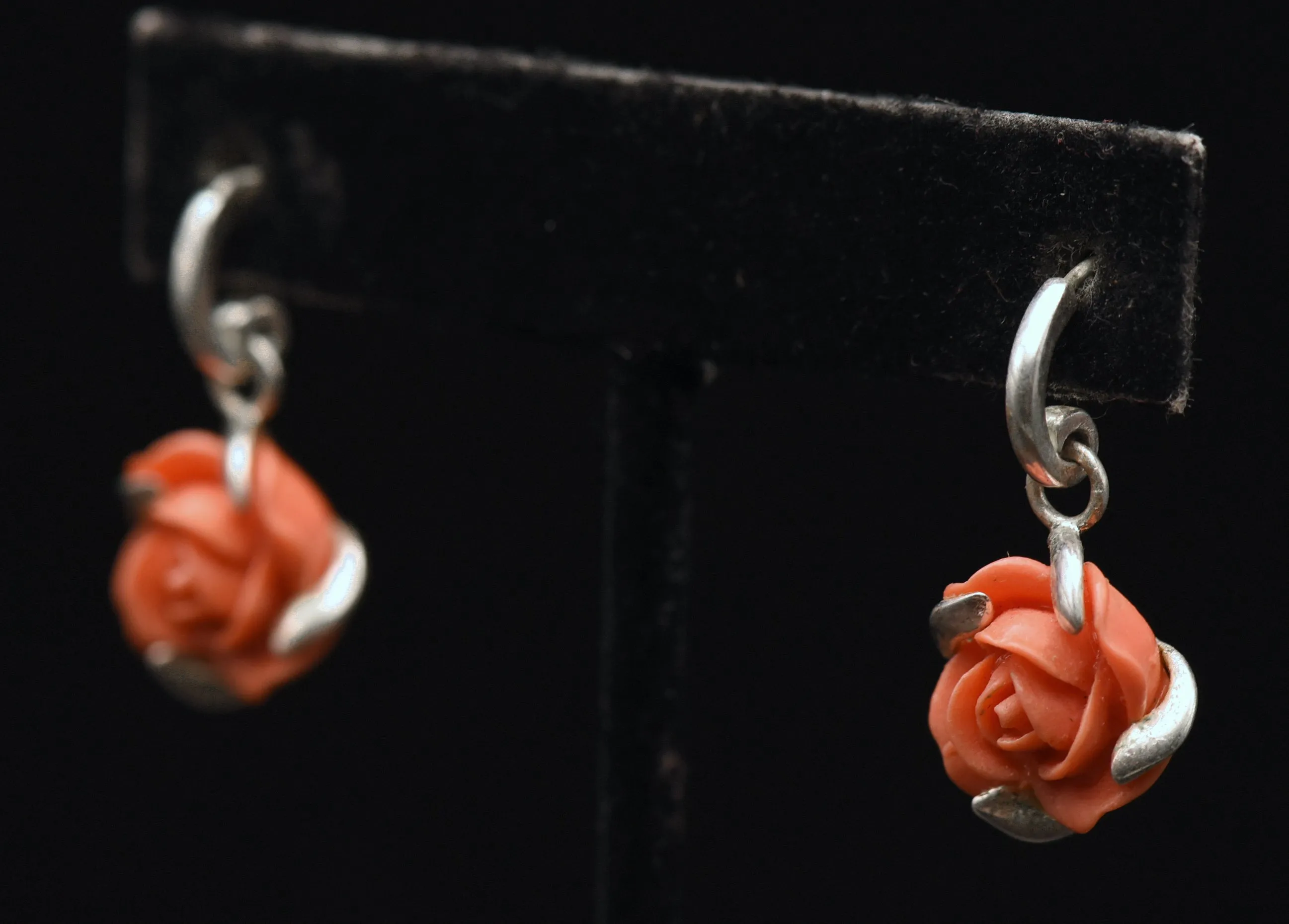 Vintage Rose Sterling Silver Earrings