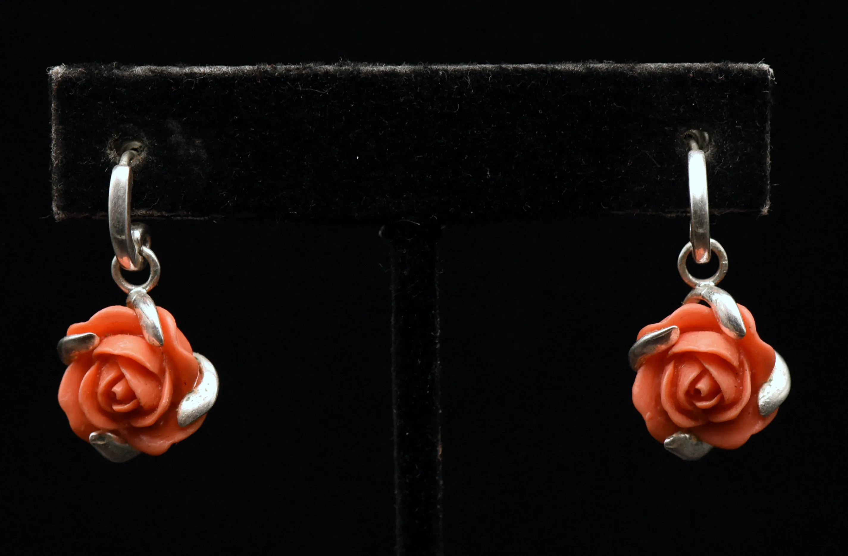 Vintage Rose Sterling Silver Earrings