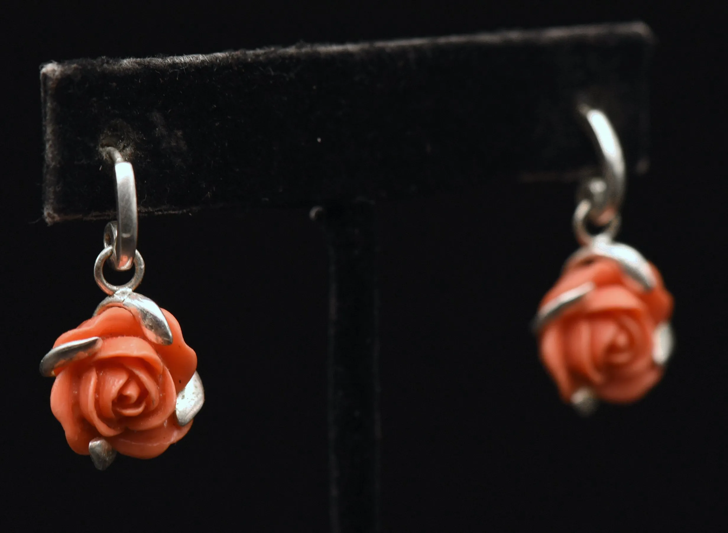 Vintage Rose Sterling Silver Earrings