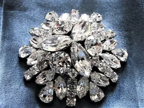 Vintage SHERMAN Signed Glittering Ice White Rhinestone Brooch,Prong Set,Brilliant Rhinestones,Dazzling Swarovski Crystal,COLLECTIBLE Jewelry