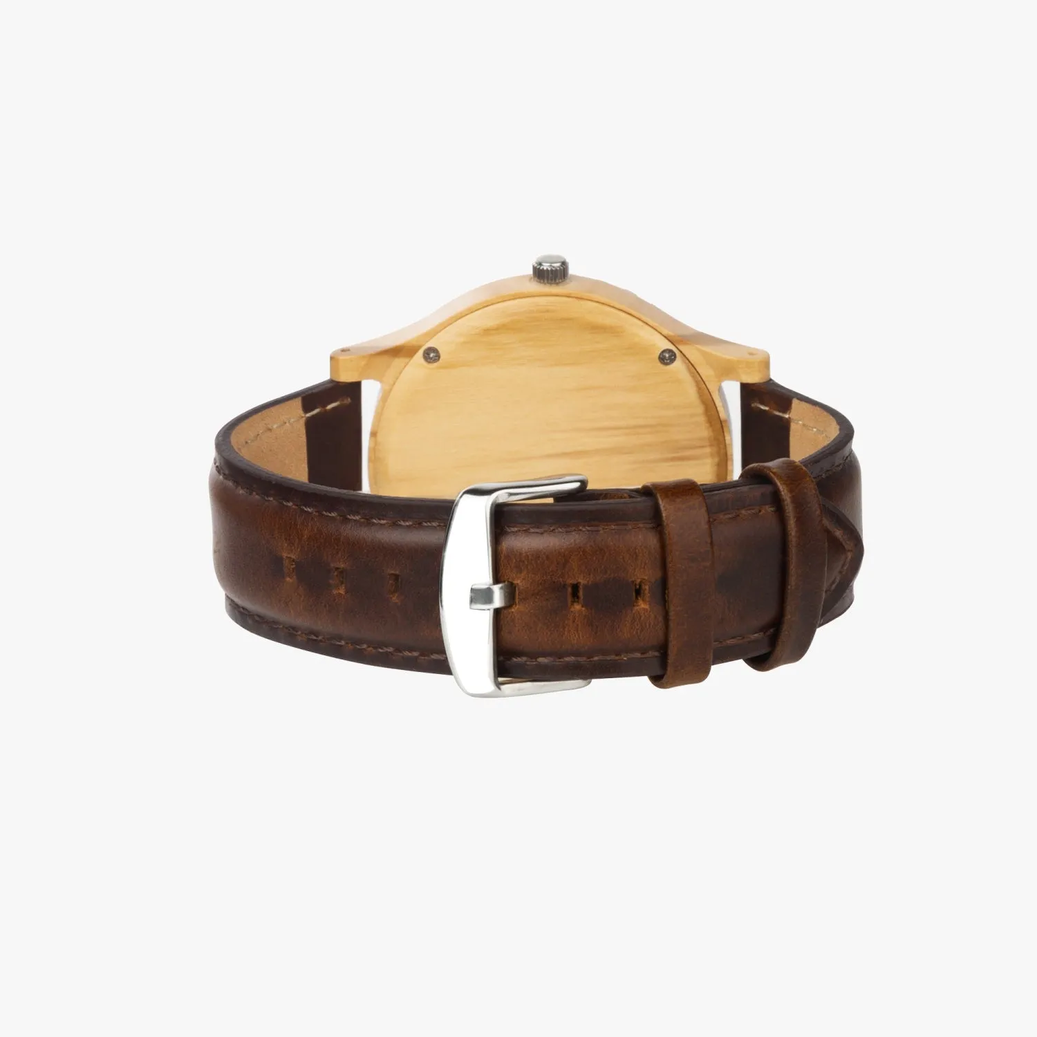 Wack Clothes . Italian Olive Lumber Wooden Watch - Leather Strap