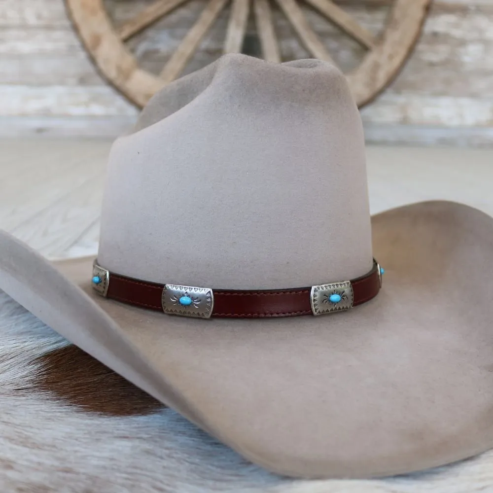 Western Leather Hat Band - The Silver Wing