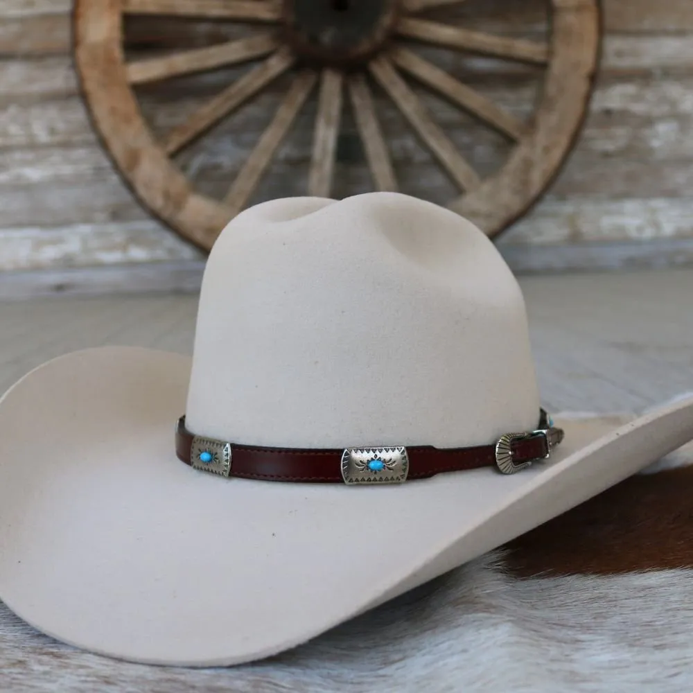 Western Leather Hat Band - The Silver Wing