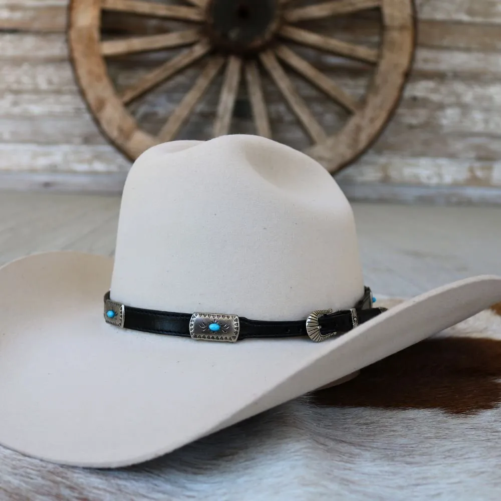 Western Leather Hat Band - The Silver Wing