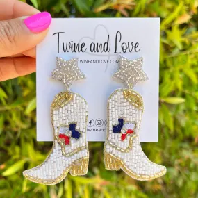 White Boots Beaded Earrings