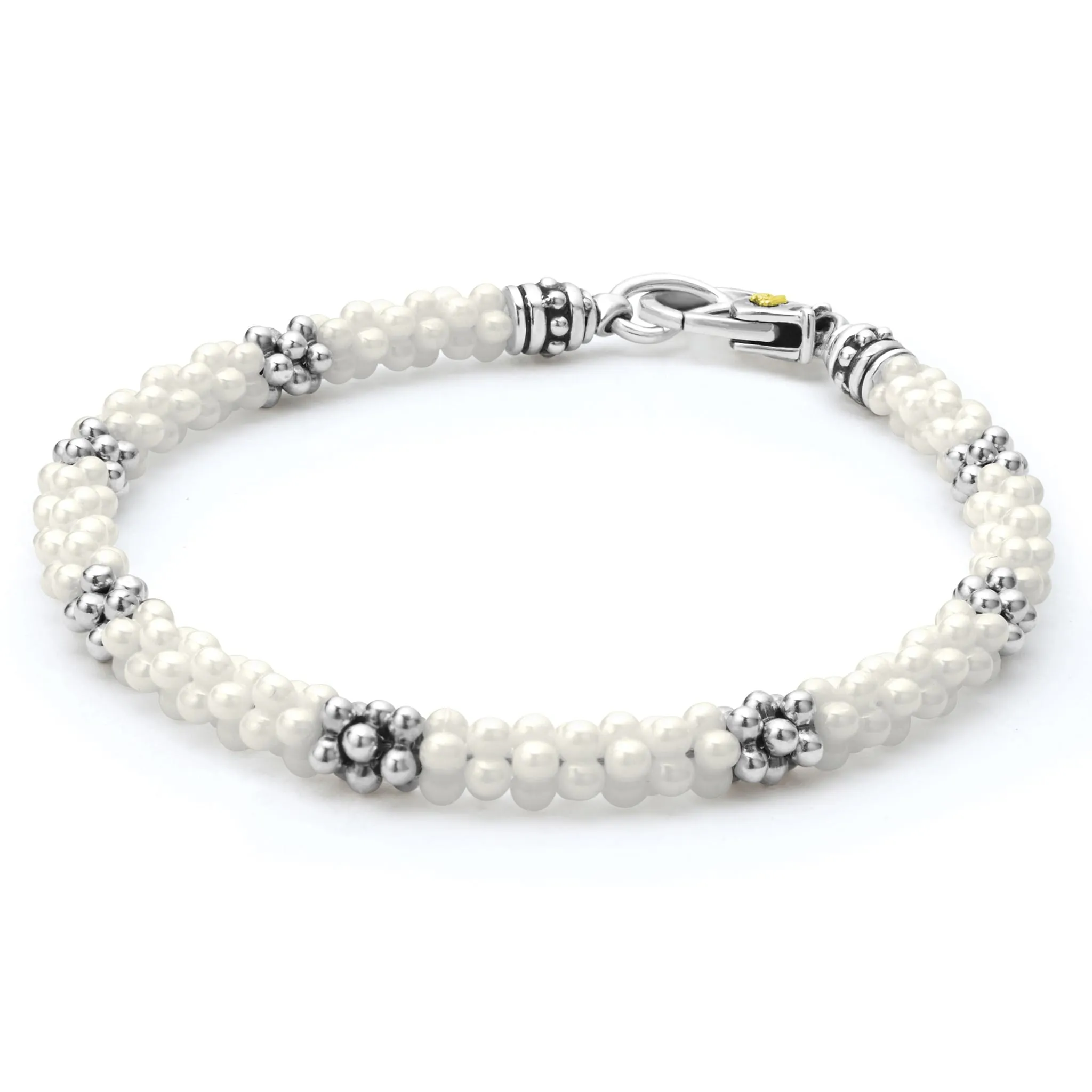 White Caviar Seven Silver Station Ceramic Bracelet | 5mm